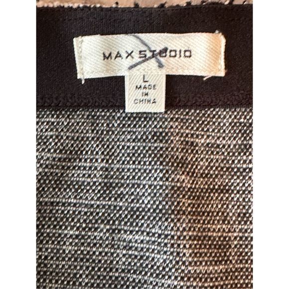 391. Women’s Max Studio Tweed Pencil Skirt Black White Elastic Waist L - Picture 3 of 6